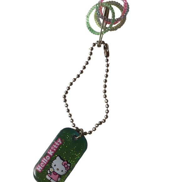 HELLO KITTY Bracelet (NWT) & Vintage Key Chain w Glitter Rings - Picture 5 of 5